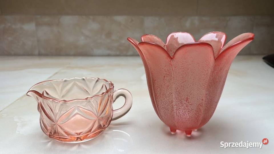 Rozalinowe szkło Wazonik pojemnik w kształcie