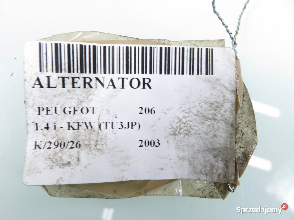 ALTERNATOR PEUGEOT 206 14 9665577780 2607210A Układ elektryczny silnika