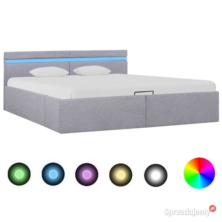 vidaXL Rama łóżka, podnośnik i LED, jasnoszara285610