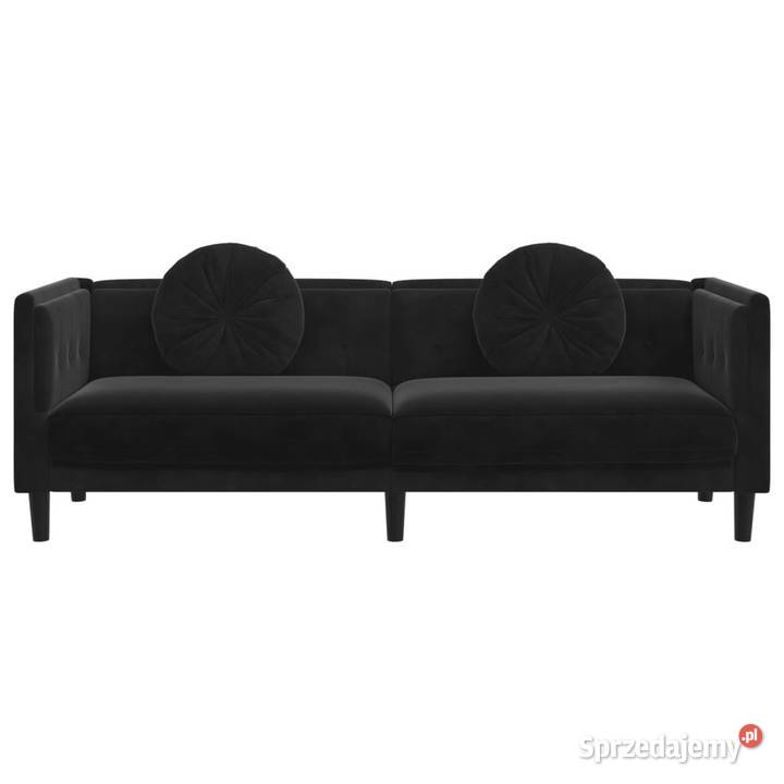 Sofa 3osobowa z poduszkami czarna aksamit Sofy i kanapy Warszawa