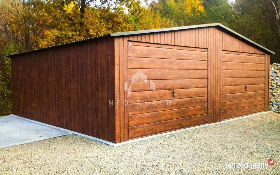 Garaż Blaszany 6x45m 2x Brama Uchylna Antracyt blacha Nowy Dwór Mazowiecki