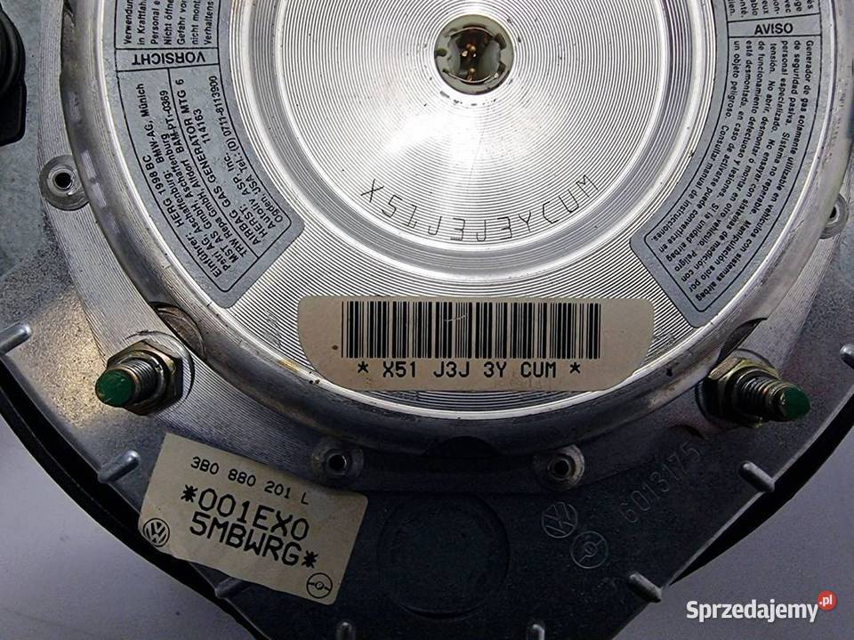PODUSZKA AIRBAG VOLKSWAGEN GOLF IV 3B0880201L Pozostałe Pozostałe Lipno