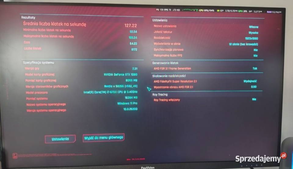 Wydajny Komputer do Gier GTX 1080 8GB i7 16GB Kielce