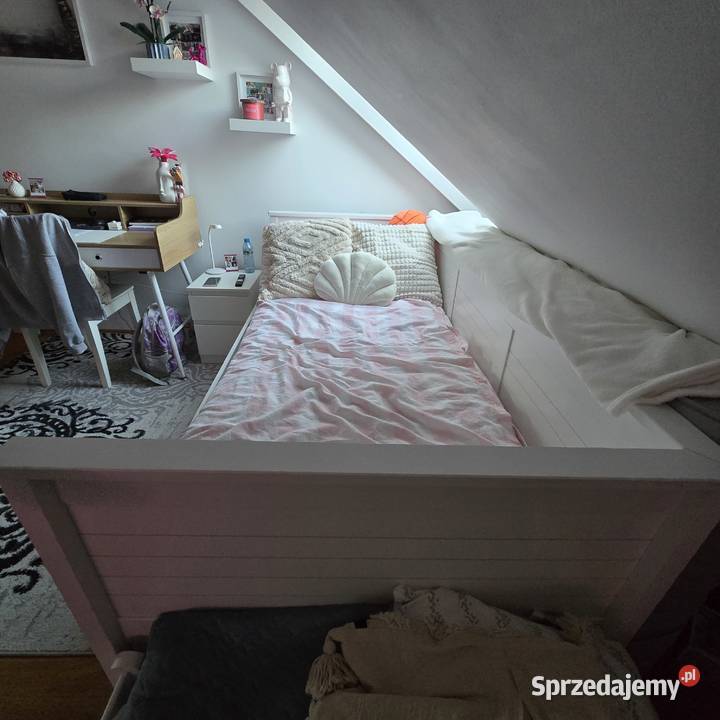 Łóżko białe rozkładane 100 x 210 Rydzyny