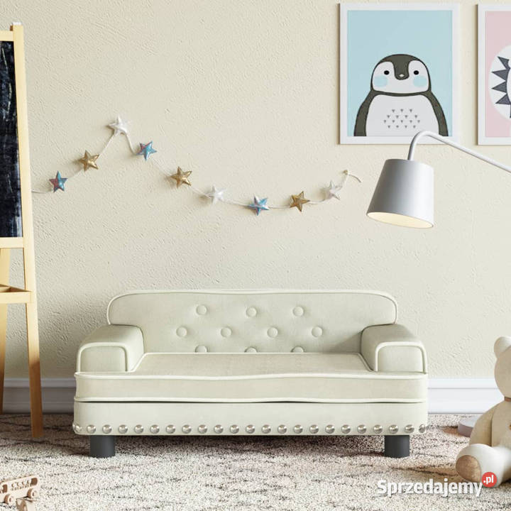 Sofa dzieci kremowa 70x45x30 aksamit WM3196299 Meble Warszawa