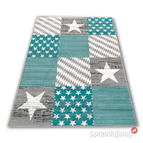 DYWAN 140X200 IDEA GWIAZDKI TURKUS GĘSTY WŁOS Dywany Białystok