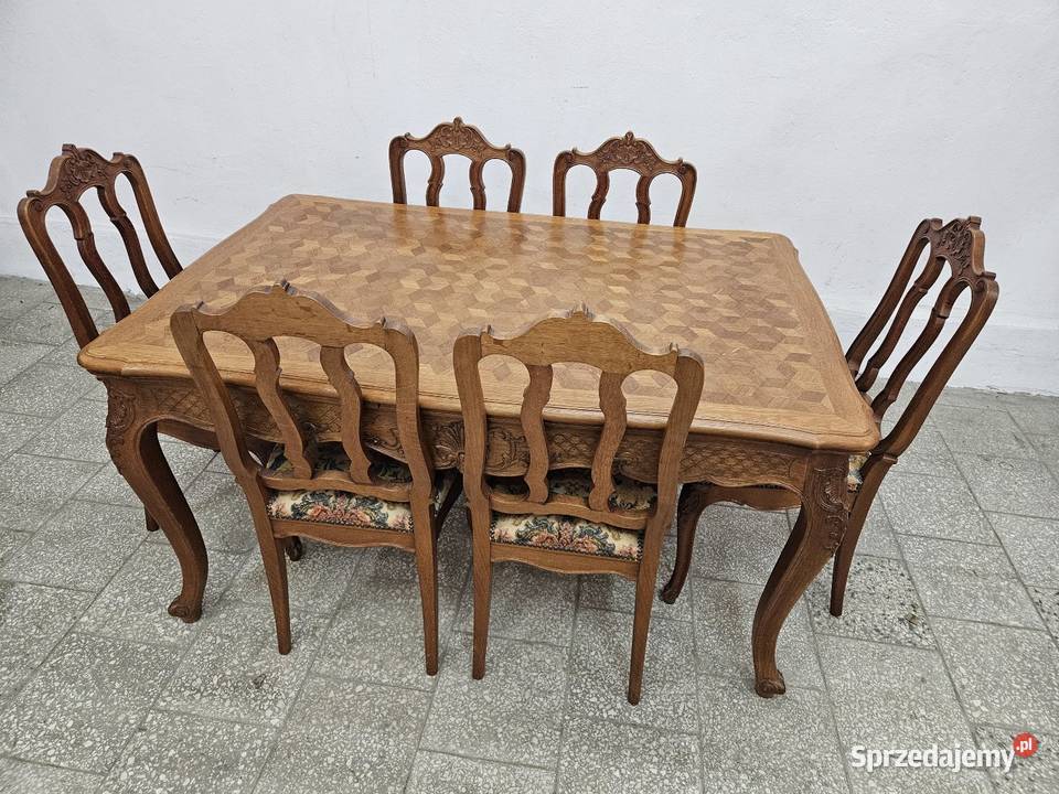 Piękny francuski stół Ludwikowski 6 krzeseł Nowy Sącz