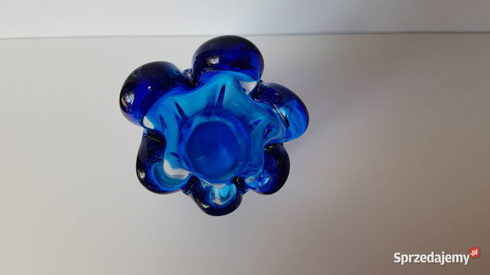 Szklany wazon kolorowe szkło vintage PRL sprzedam