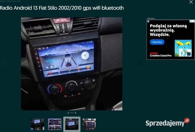 Radio Android 13 Fiat Stilo 20022010 gps wifi Ożarowice