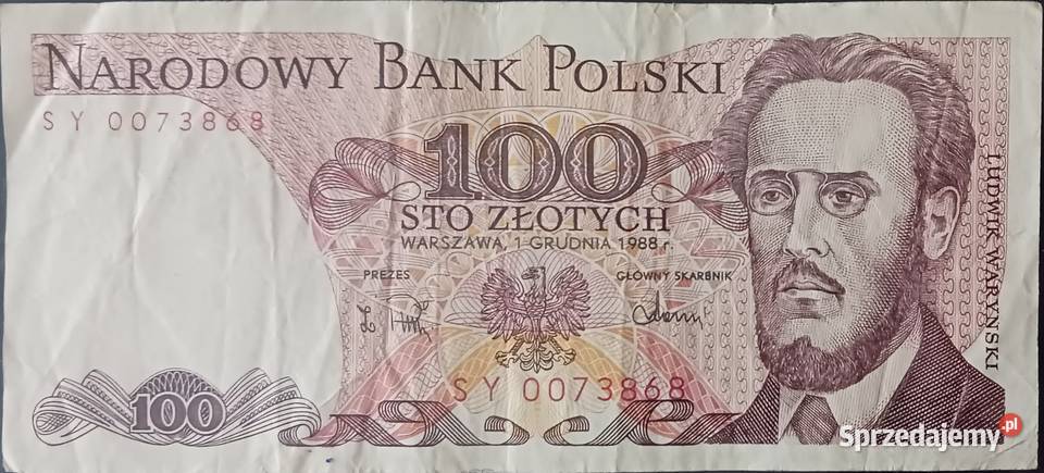 100 złotych 1XII1986 seria SY Konin