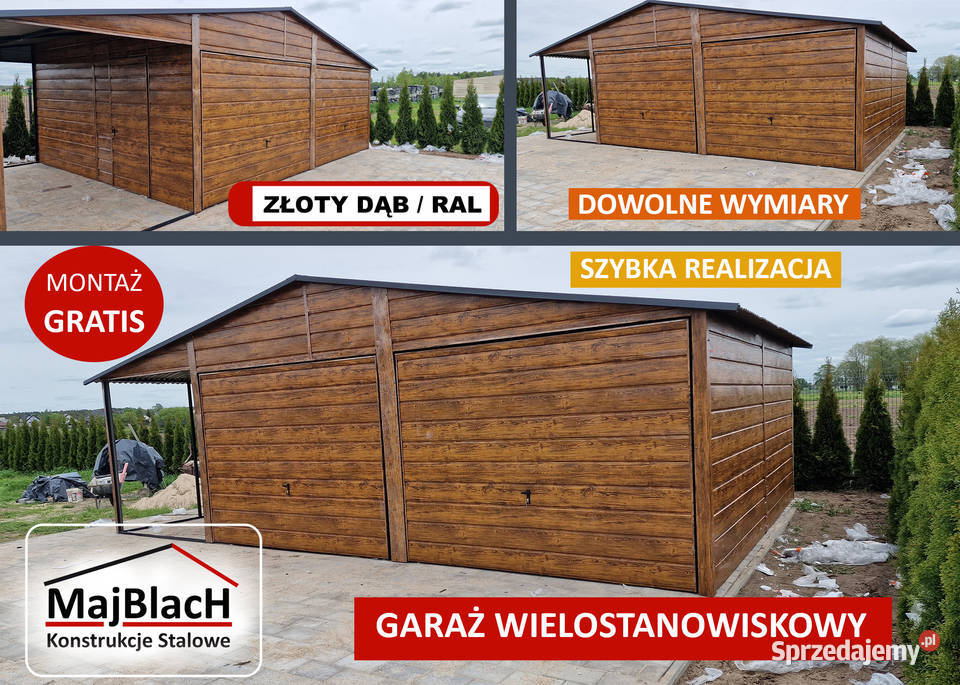 A69ZŁOTY DĄB Garaż Blaszany z zadaszeniem