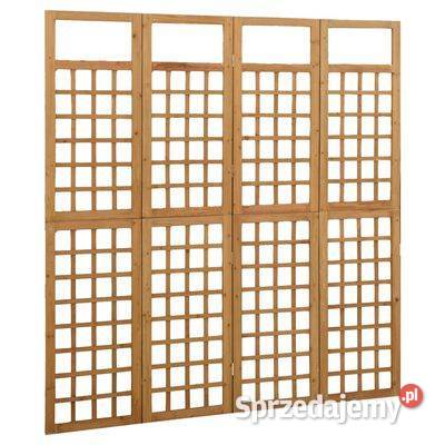 vidaXL Parawan pokojowy 4-panelowy/trejaż, drewno jodłowe, 1