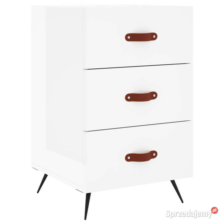 Szafka nocna biała z połyskiem 40x40x66 WM827630 Nocne Warszawa
