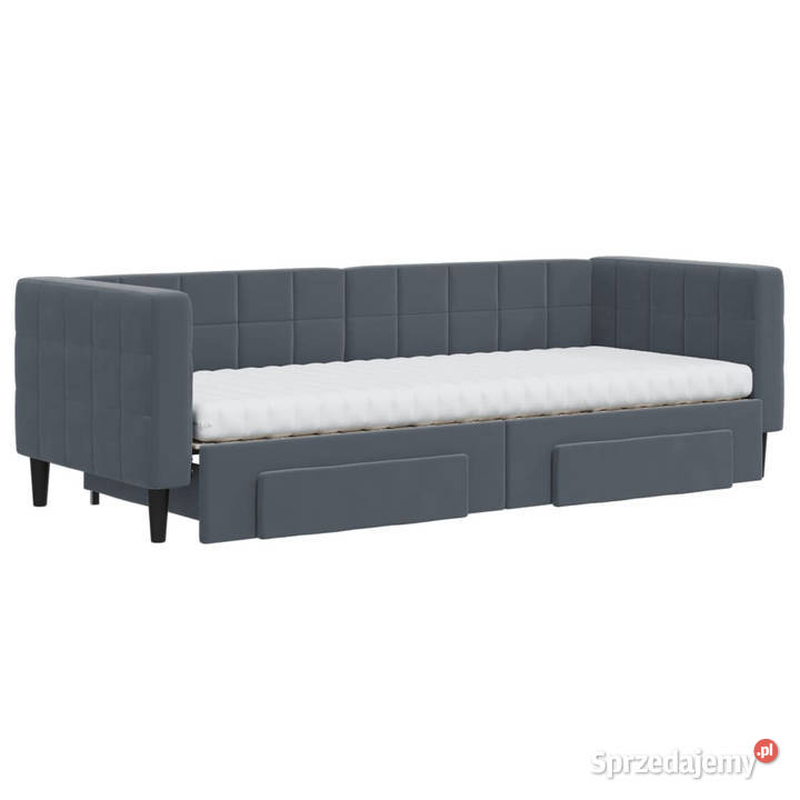 Sofa rozsuwana z szufladami ciemnoszara aksamit Warszawa sprzedam