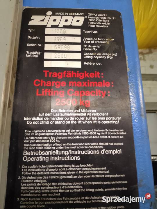 Podnośnik Zippo 1250 Krasnystaw