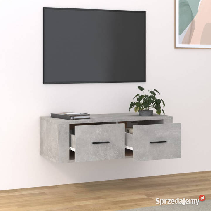 Wisząca szafka TV szarość betonu 80x36x25 RTV Warszawa