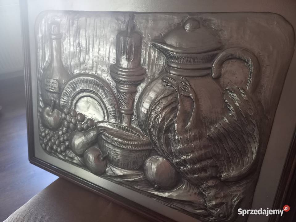 Obraz cynowy Martwa natura w dębowej ramie Obrazki i obrazy Lipno