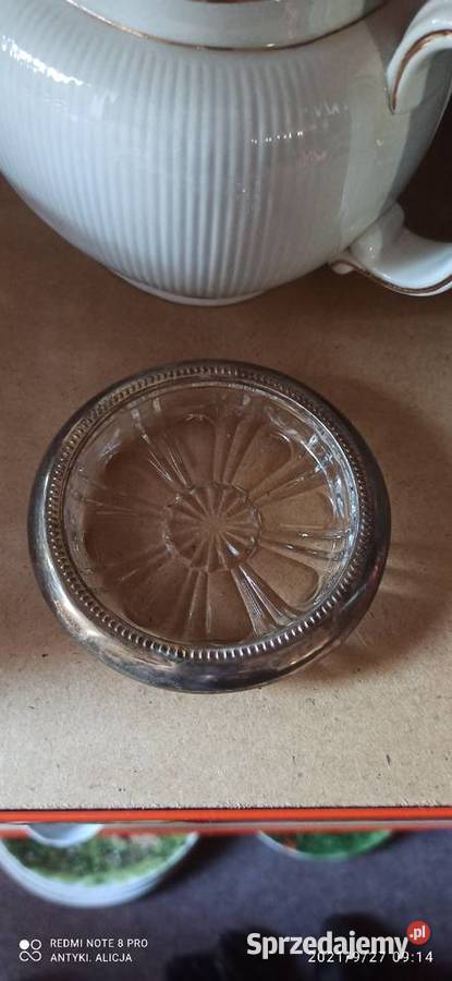 Talerzyk szkło Plater Silverplatet Italy Porcelana i szkło