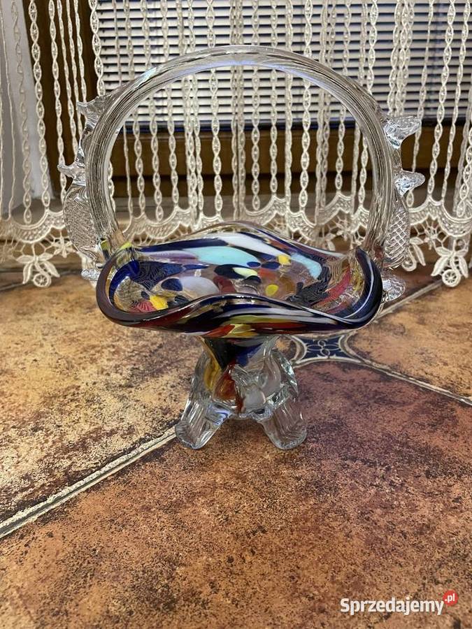Stary koszyczek szklany z PRL Łódź sprzedam