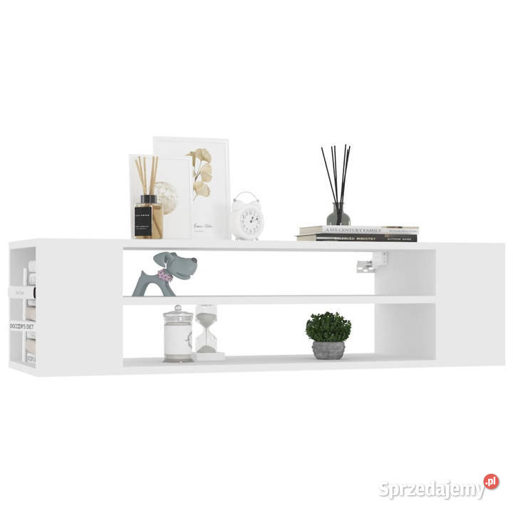 Wisząca szafka TV biała 100x30x265 materiał