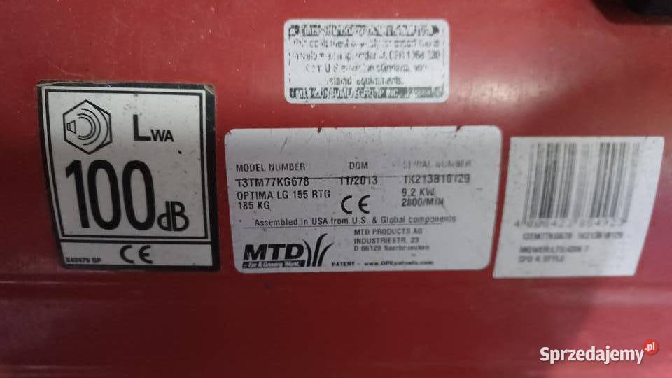 Odśnieżarka wirnikowa MTD 42 traktorek MTD Lubawka