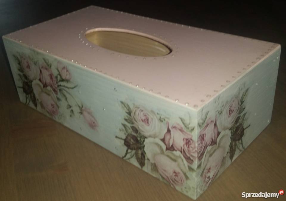 chustecznik pudełko na chusteczki decoupage wielokolorowy dolnośląskie Legnica