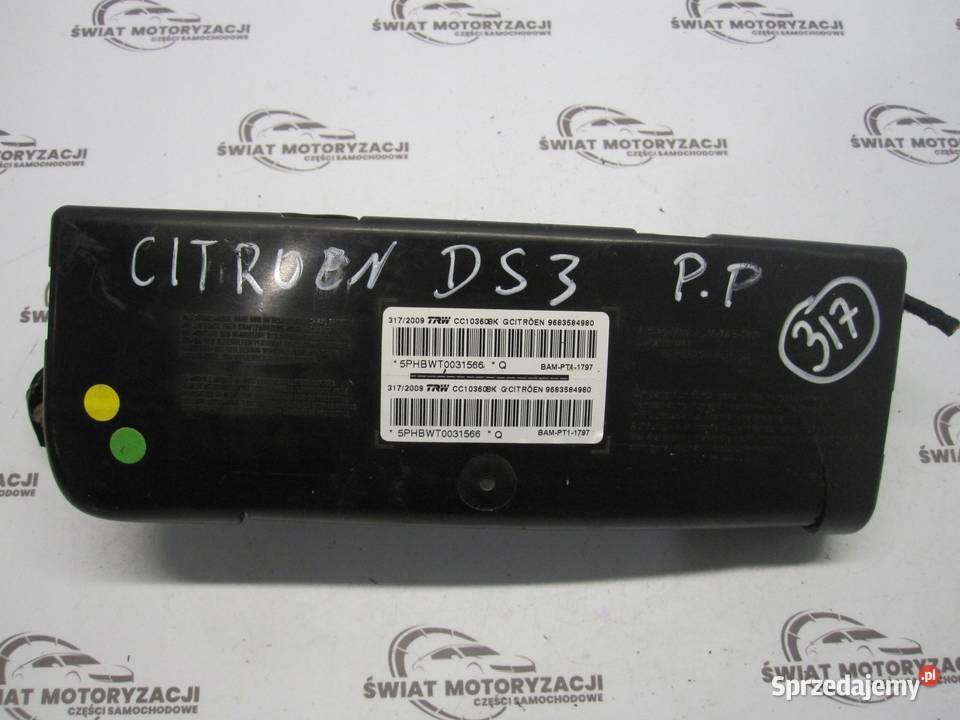 CITROEN DS3 10r AIRBAG poduszka fotela prawa