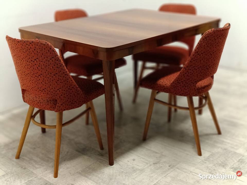 stół Halabala orzech design lata 6070 vintage Radomsko