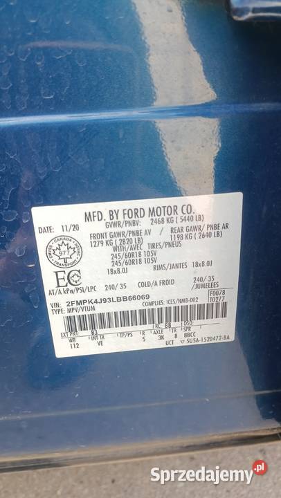 Ford Edge 2020 niski przebieg nieuszkodzony sprzedam