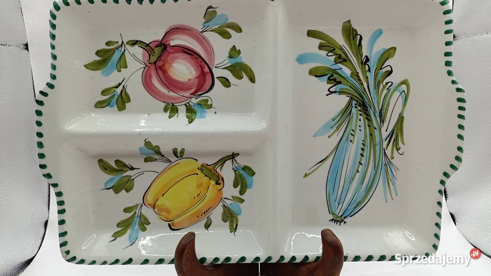 Talerz dzielony kabaret na przystawki orzeszki Porcelana i szkło lubelskie Zamość