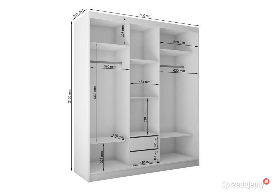 Duża szafa sypialniana 180 z lamelami 216cm Rybnik