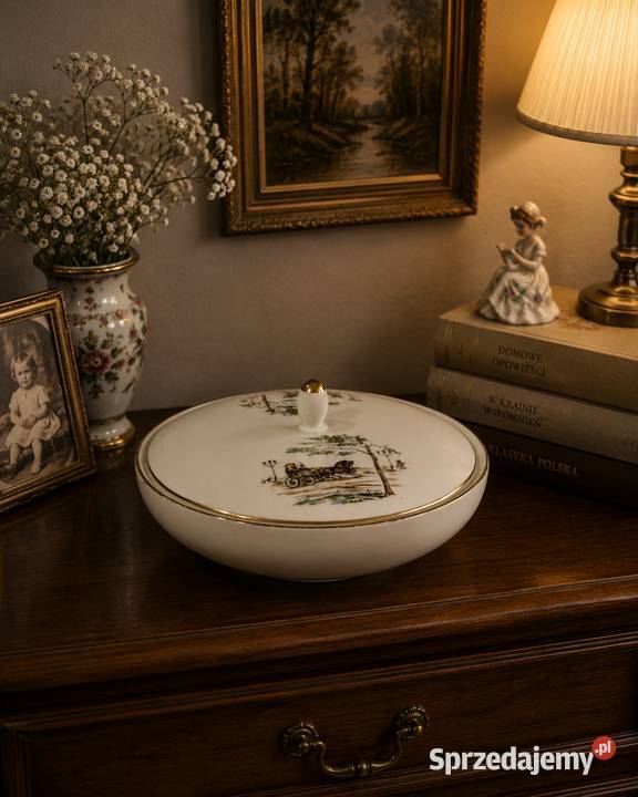 Porcelanowe Puzdro Bomboniera Hertel Jacob Lata łódzkie