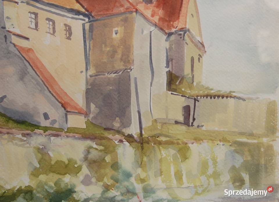 Stare Miasto Lublin akwarela obraz Mirosława wielokolorowy Obrazki i obrazy