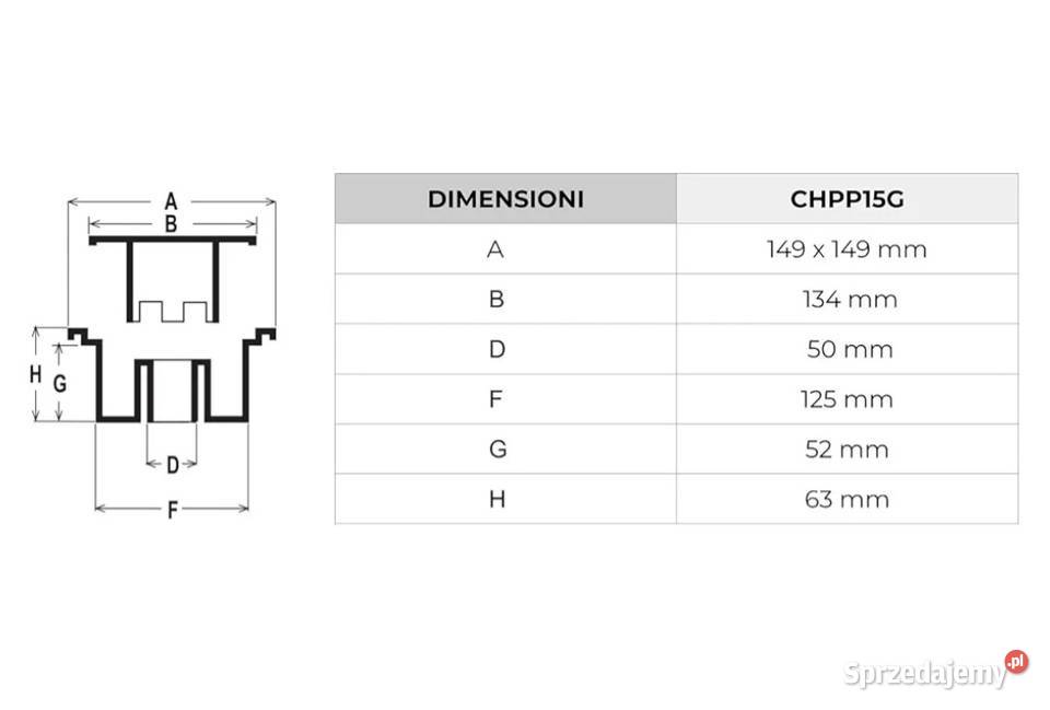 Pionowy syfon 150x150 odpływowy na patio taras Warszawa