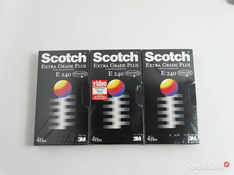 Nowe Kasety VHS Scotch Grade Plus E240 3M Zestaw Pozostałe