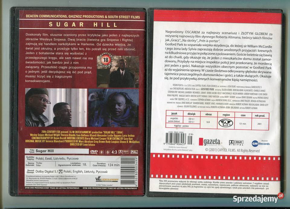Gosford Park Sugar Hill 2 filmy DVD Filmy Szczecin