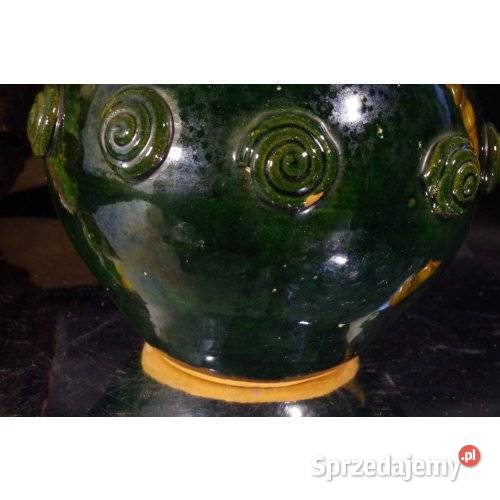 Ceramiczna donica osłonka zielona ręcznie
