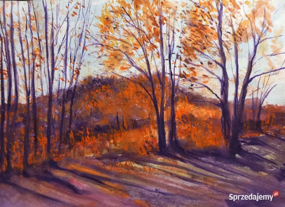 Jesień gwasze na papierze formatu 21x295 małopolskie Bochnia