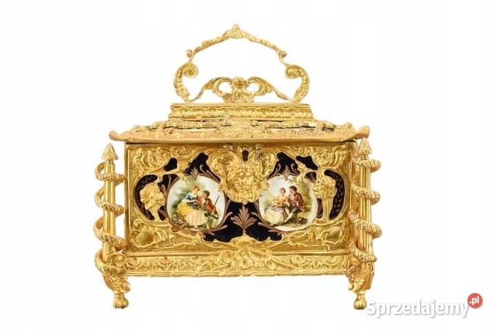 Królewska Szkatuła z Brązu Złoconego Porcelana