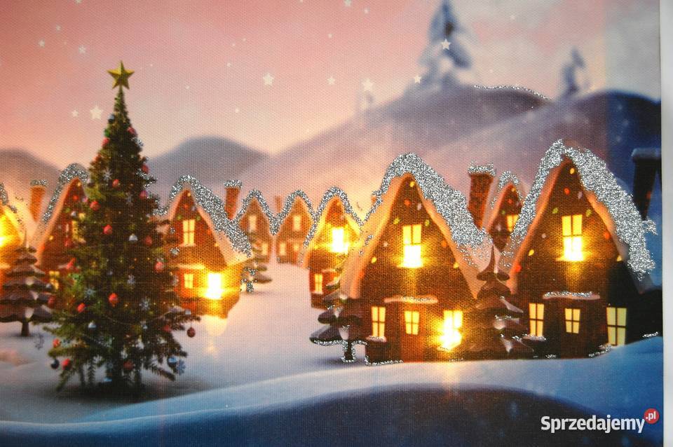 Jysk obraz podświetlany LED świąteczna wioska wielokolorowy Lublin