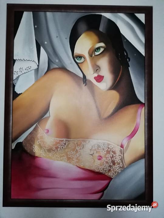 Kopia obrazu Tamary ŁempickiejRózowa koszula Antyki, Sztuka, Kolekcje Warszawa