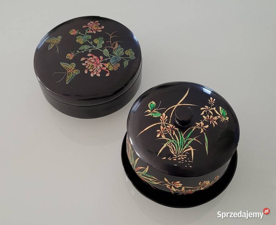 Stara SZKATUŁKA PUZDERKO drewno laka PRL 2 Poznań