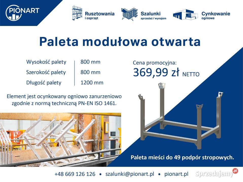 Nowa i ocynkowana paleta modułowa otwarta warmińsko-mazurskie Giżycko