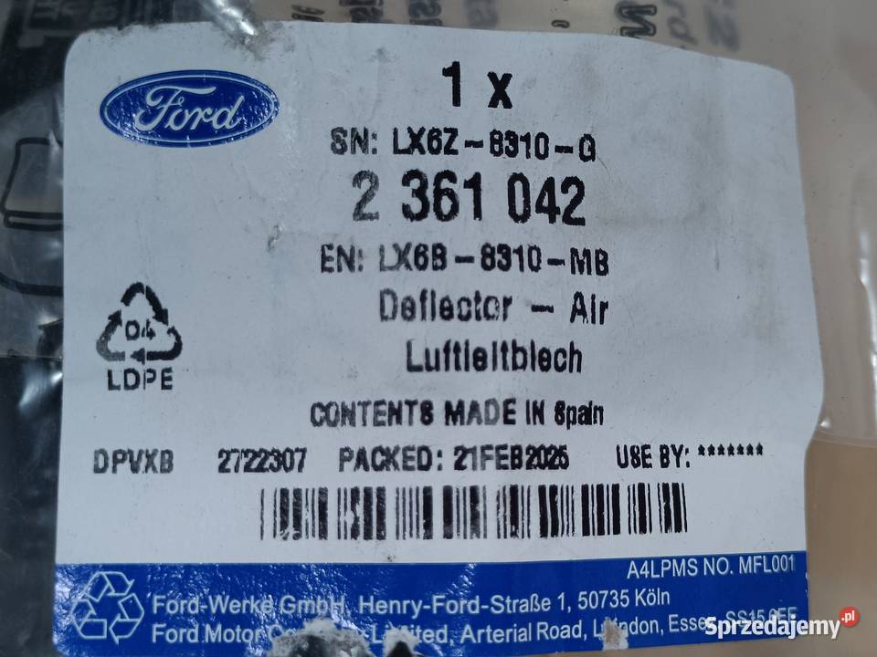 FORD KUGA 20 KIEROWNICA POWIETRZA PRAWY PRZÓD osobowe Pleszew