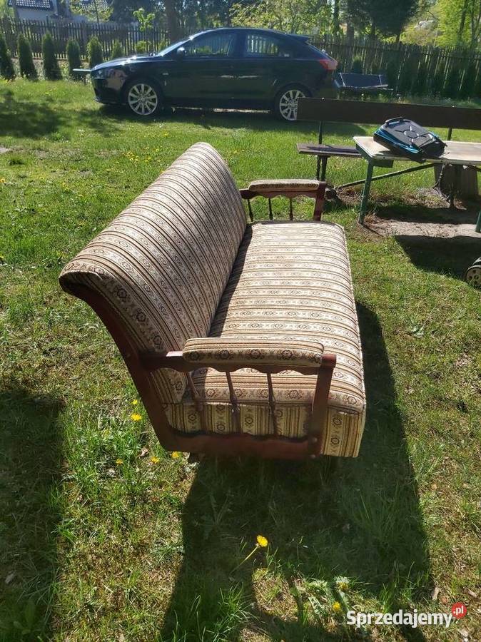 Sofa nierozkladana wisniowe drewno Otwock sprzedam