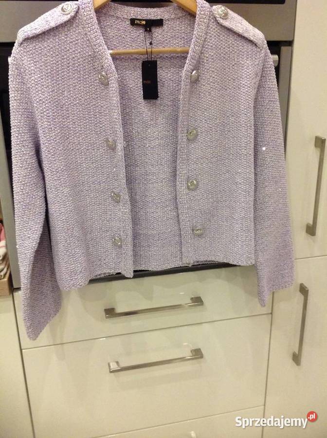 Kardigan Damski MAJE S z Blyszczącą Przędzą NOWY Nowa Sól