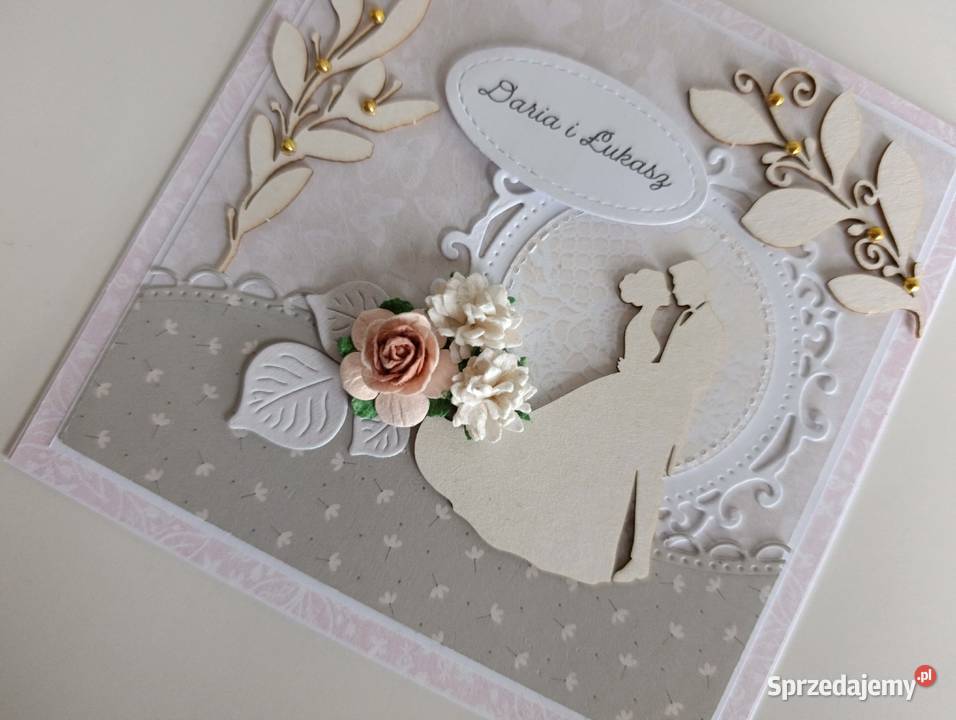 Personalizowana Kartka ręcznie robiona na Ślub Rękodzieło