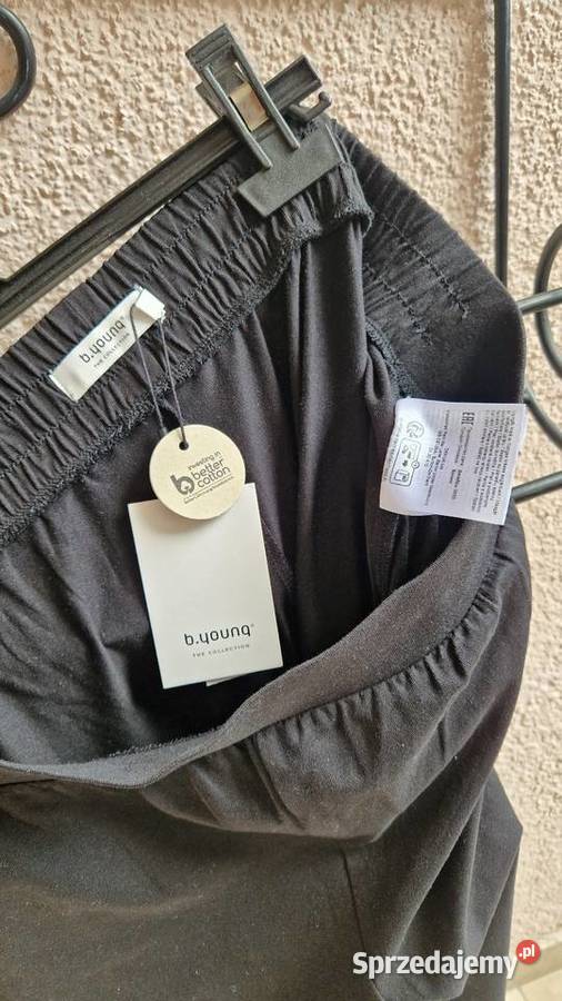 Spodnie damskie szerokie nogawki czarny trykot Lublin