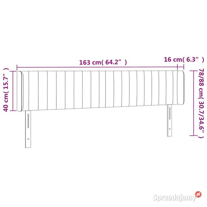 Zagłówek do łóżka z LED czarny 163x16x7888 Warszawa
