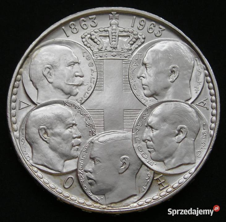 GRECJA 30 DRACHM 1963 STULECIE DYNASTII SREBRO łódzkie Łódź